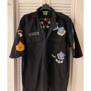 Vintage Desert Storm/US Airborne Men's 100%Cotton Button Shirt Large Black NWOT